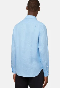 Camicia Azzurra In Lino Regular Fit