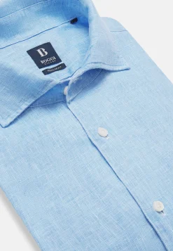 Camicia Azzurra In Lino Regular Fit