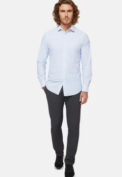 Camicia Azzurra In Nylon Elasticizzato Slim Fit