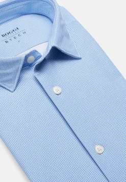 Camicia Azzurra In Nylon Elasticizzato Slim Fit