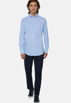 Camicia Azzurra In Nylon Elasticizzato Slim Fit