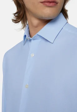 Camicia Azzurra In Nylon Elasticizzato Slim Fit