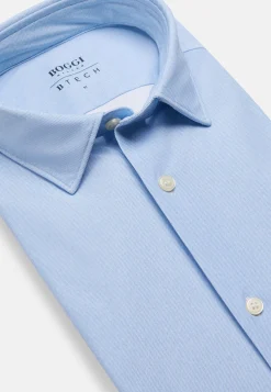 Camicia Azzurra In Nylon Elasticizzato Slim Fit