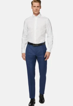 Camicia Azzurra In Pin Point Di Cotone Slim Fit