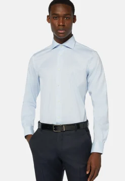Camicia Azzurra In Pin Point Di Cotone Regular Fit