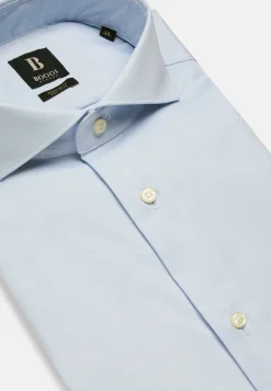 Camicia Azzurra In Pin Point Di Cotone Regular Fit