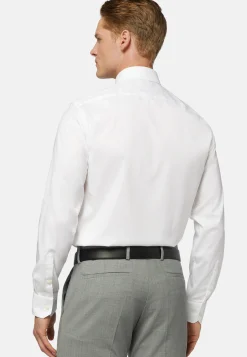 Camicia Azzurra In Pin Point Di Cotone Slim Fit