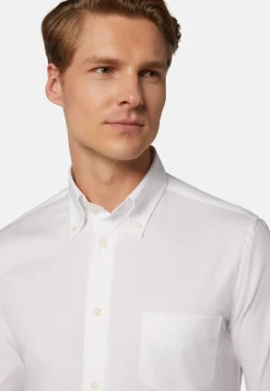 Camicia Azzurra In Pin Point Di Cotone Regular Fit