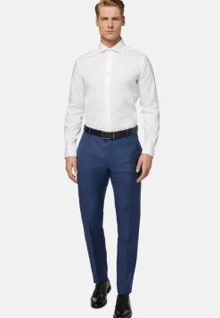 Camicia Azzurra In Pin Point Di Cotone Regular Fit