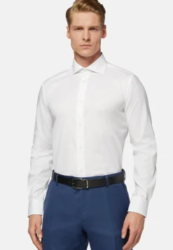 Camicia Azzurra In Pin Point Di Cotone Regular Fit