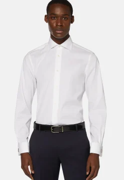 Camicia Azzurra In Pin Point Di Cotone Slim Fit