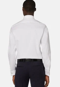Camicia Azzurra In Pin Point Di Cotone Slim Fit