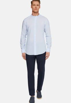 Camicia Azzurra In Tencel Lino Regular Fit