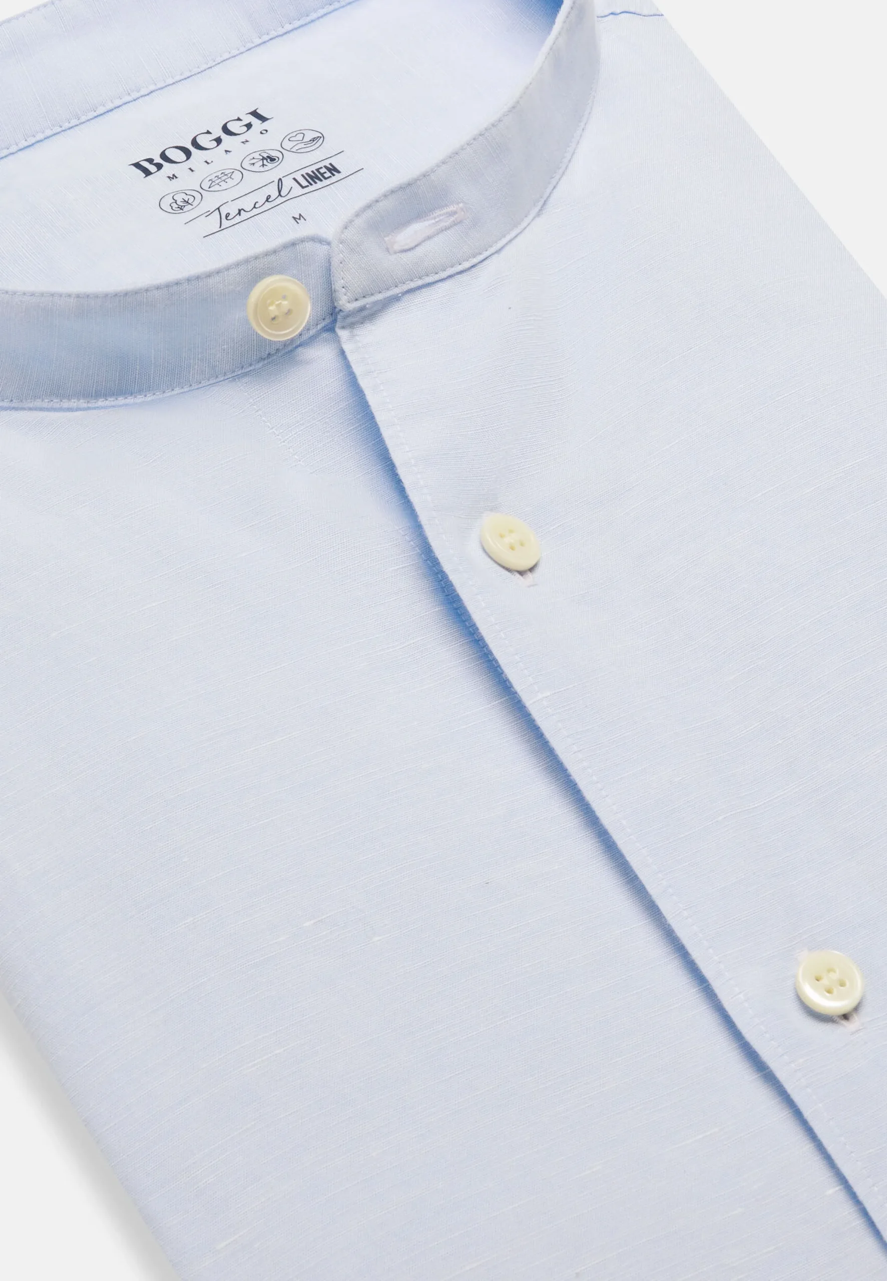Camicia Azzurra In Tencel Lino Regular Fit