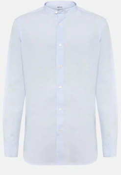 Camicia Azzurra In Tencel Lino Regular Fit