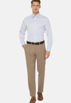 Camicia Azzurra In Twill Di Cotone Regular Fit