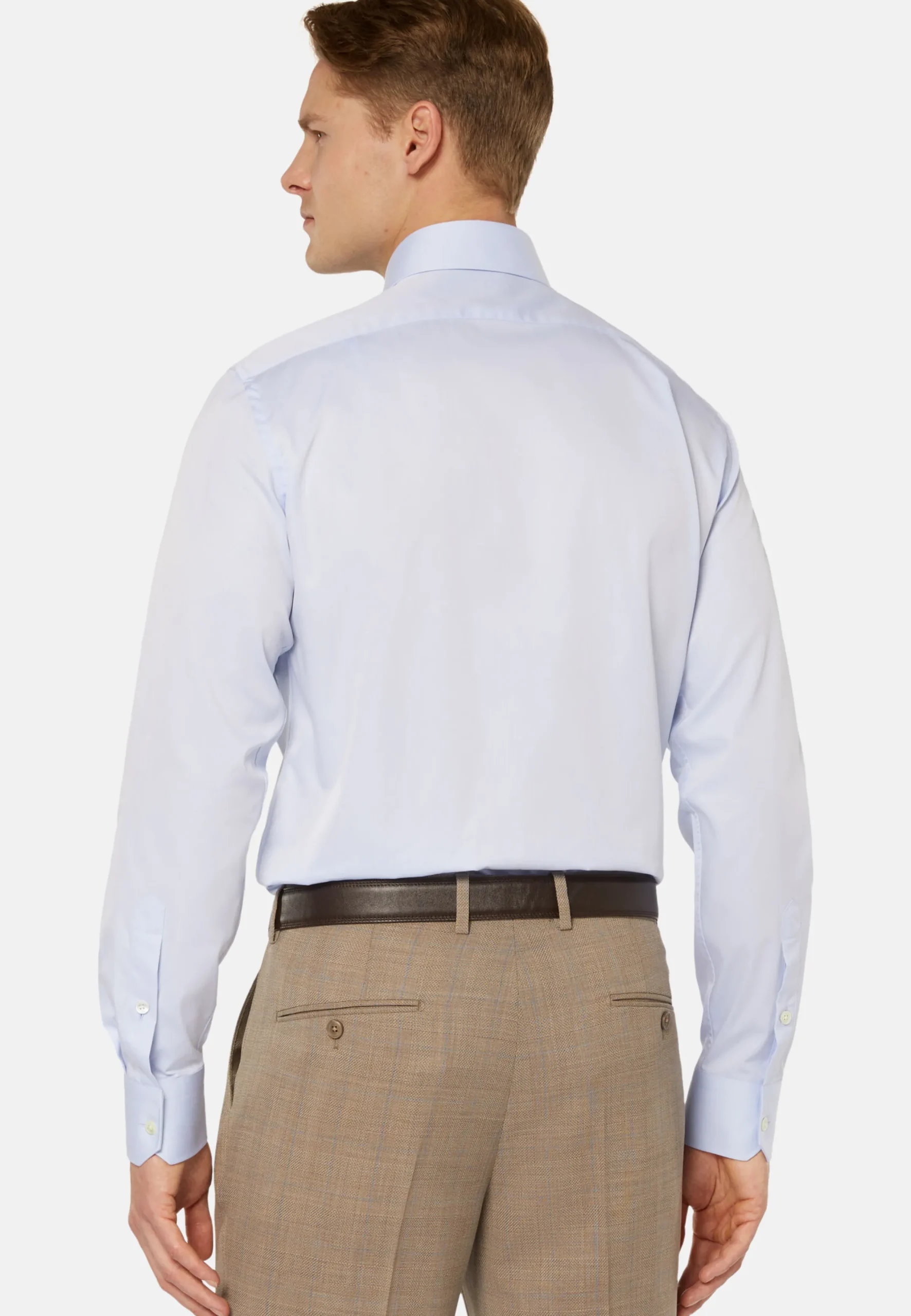 Camicia Azzurra In Twill Di Cotone Regular Fit