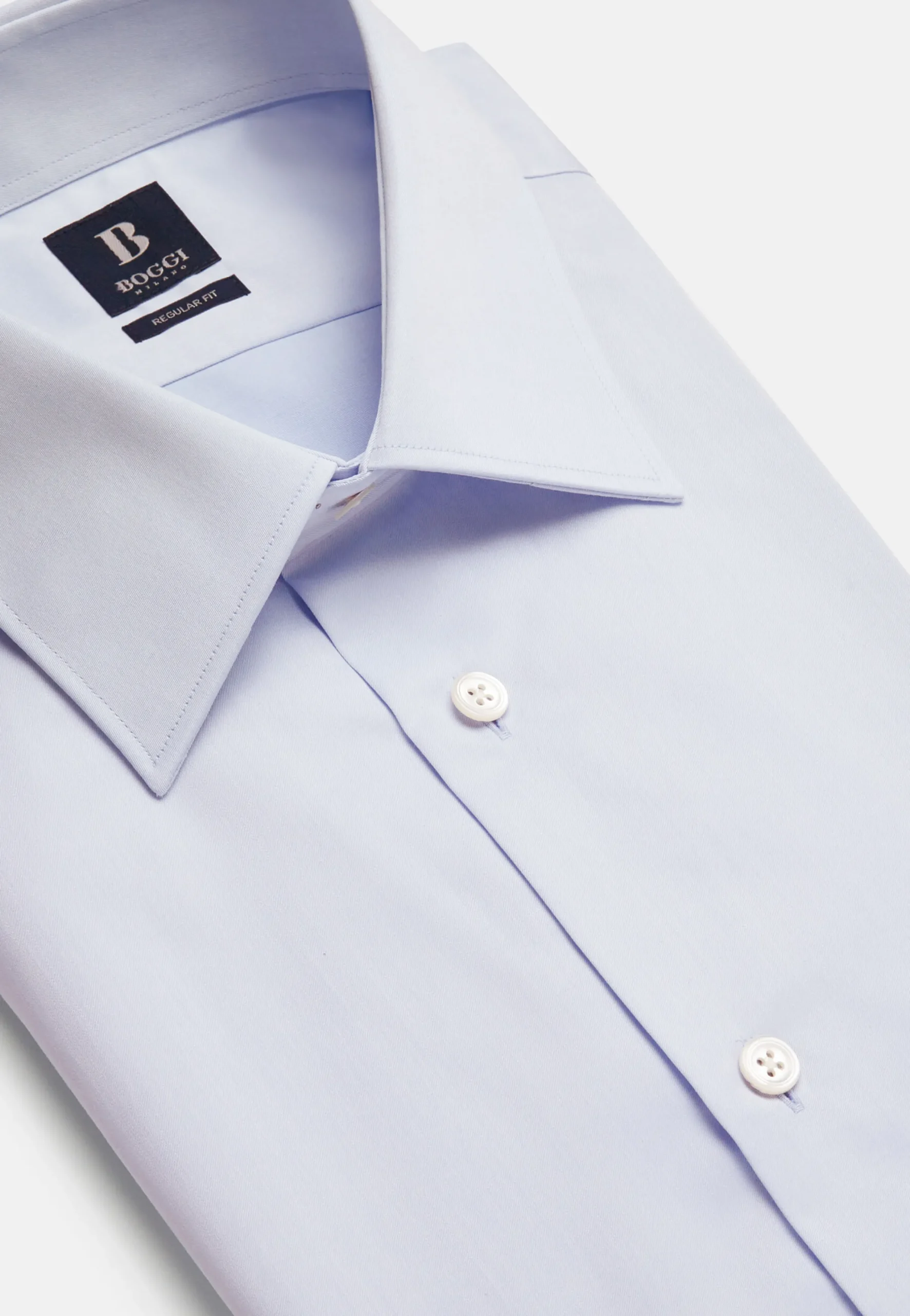 Camicia Azzurra In Twill Di Cotone Regular Fit