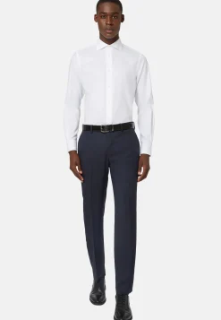 Camicia Azzurra In Twill Di Cotone Slim Fit
