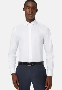 Camicia Azzurra In Twill Di Cotone Slim Fit