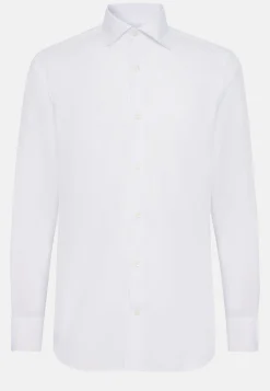 Camicia Azzurra In Twill Di Cotone Slim Fit