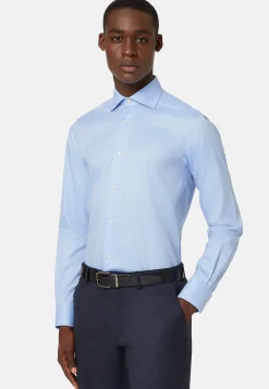 Camicia Azzurra In Twill Di Cotone Slim Fit