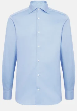 Camicia Azzurra In Twill Di Cotone Slim Fit