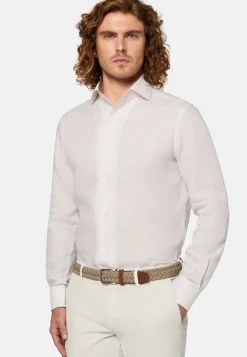 Camicia Beige In Lino Regular Fit