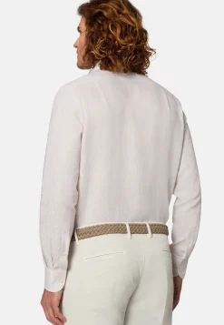 Camicia Beige In Lino Regular Fit
