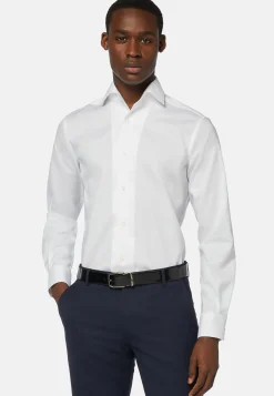 Camicia Bianca In Pin Point Di Cotone Regular Fit