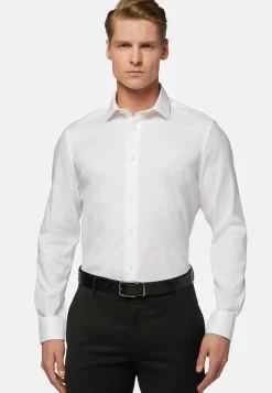 Camicia Bianca In Pin Point Di Cotone Slim Fit