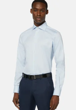 Camicia Bianca In Pin Point Di Cotone Long Fit