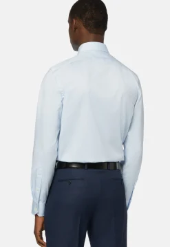 Camicia Bianca In Pin Point Di Cotone Long Fit