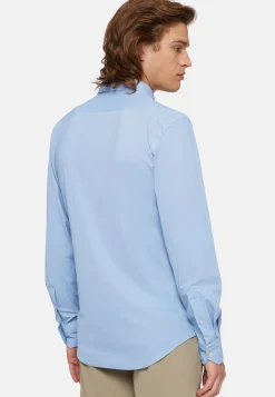 Camicia Blu In Nylon Elasticizzato Slim Fit