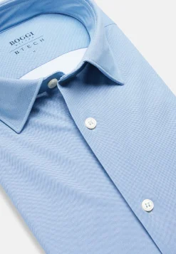 Camicia Blu In Nylon Elasticizzato Slim Fit