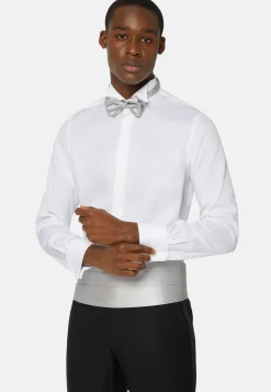 Camicia In Raso Di Cotone Slim Fit