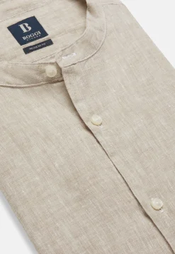 Camicia Navy In Lino Regular Fit