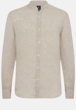 Camicia Navy In Lino Regular Fit