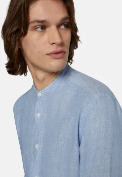 Camicia Navy In Lino Regular Fit