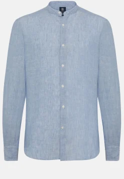 Camicia Navy In Lino Regular Fit