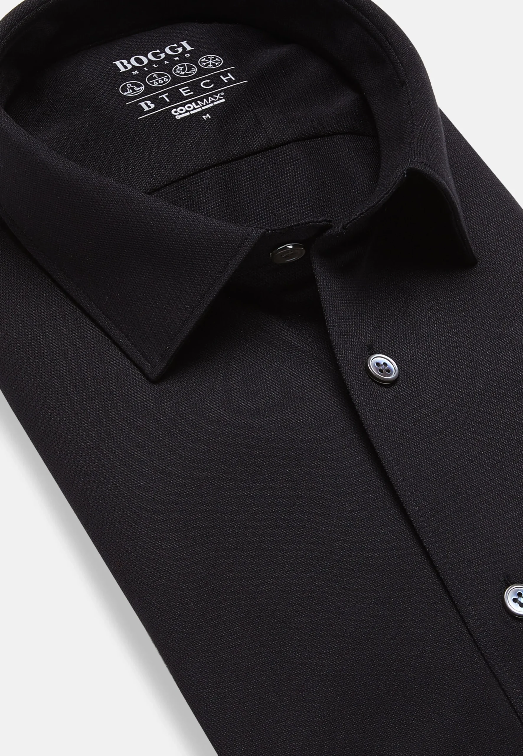 Camicia Nera In Cotone E COOLMAX® Slim Fit