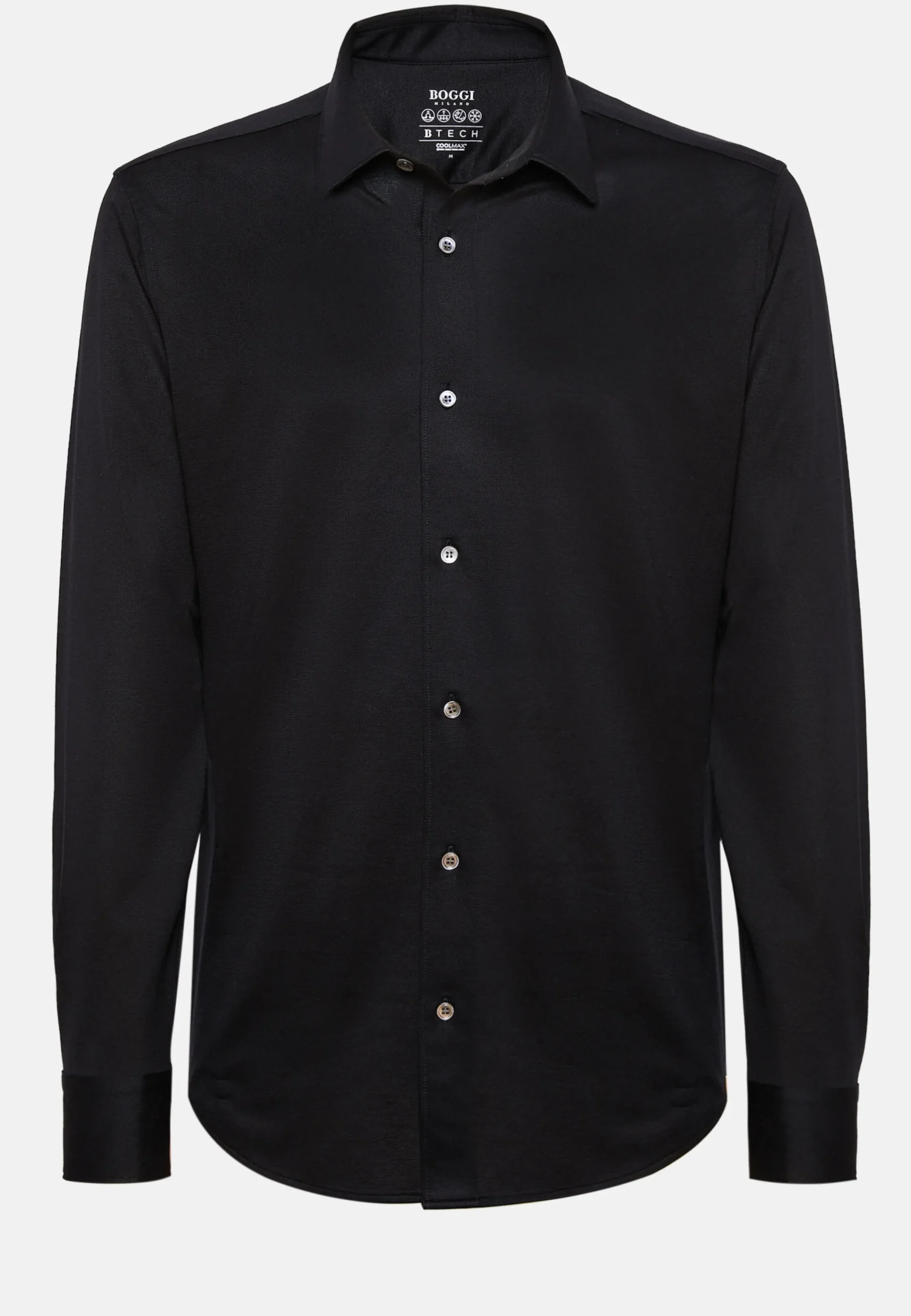 Camicia Nera In Cotone E COOLMAX® Slim Fit