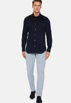 Camicia Nera In Cotone E COOLMAX® Slim Fit