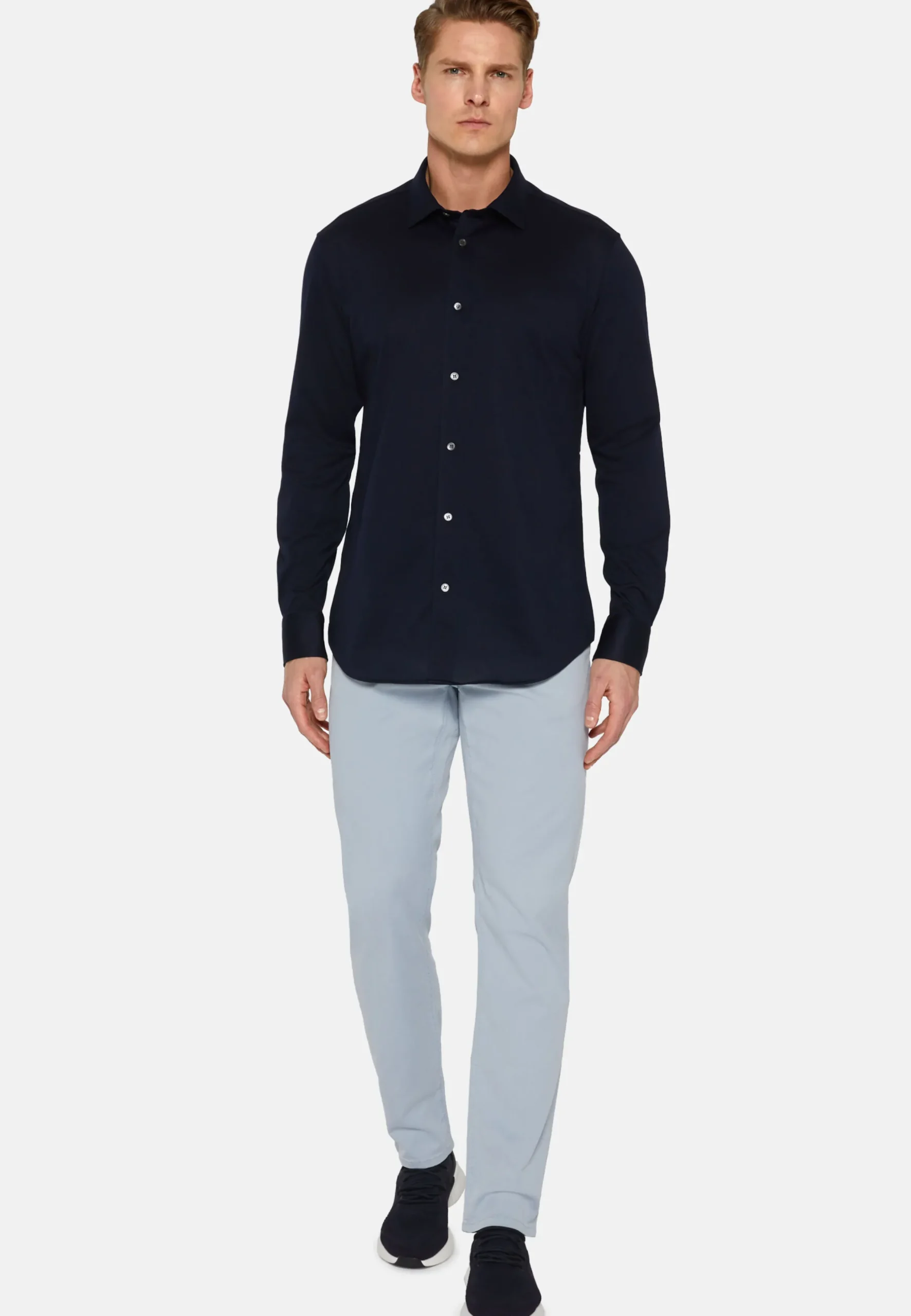 Camicia Nera In Cotone E COOLMAX® Slim Fit