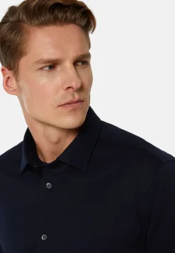 Camicia Nera In Cotone E COOLMAX® Slim Fit