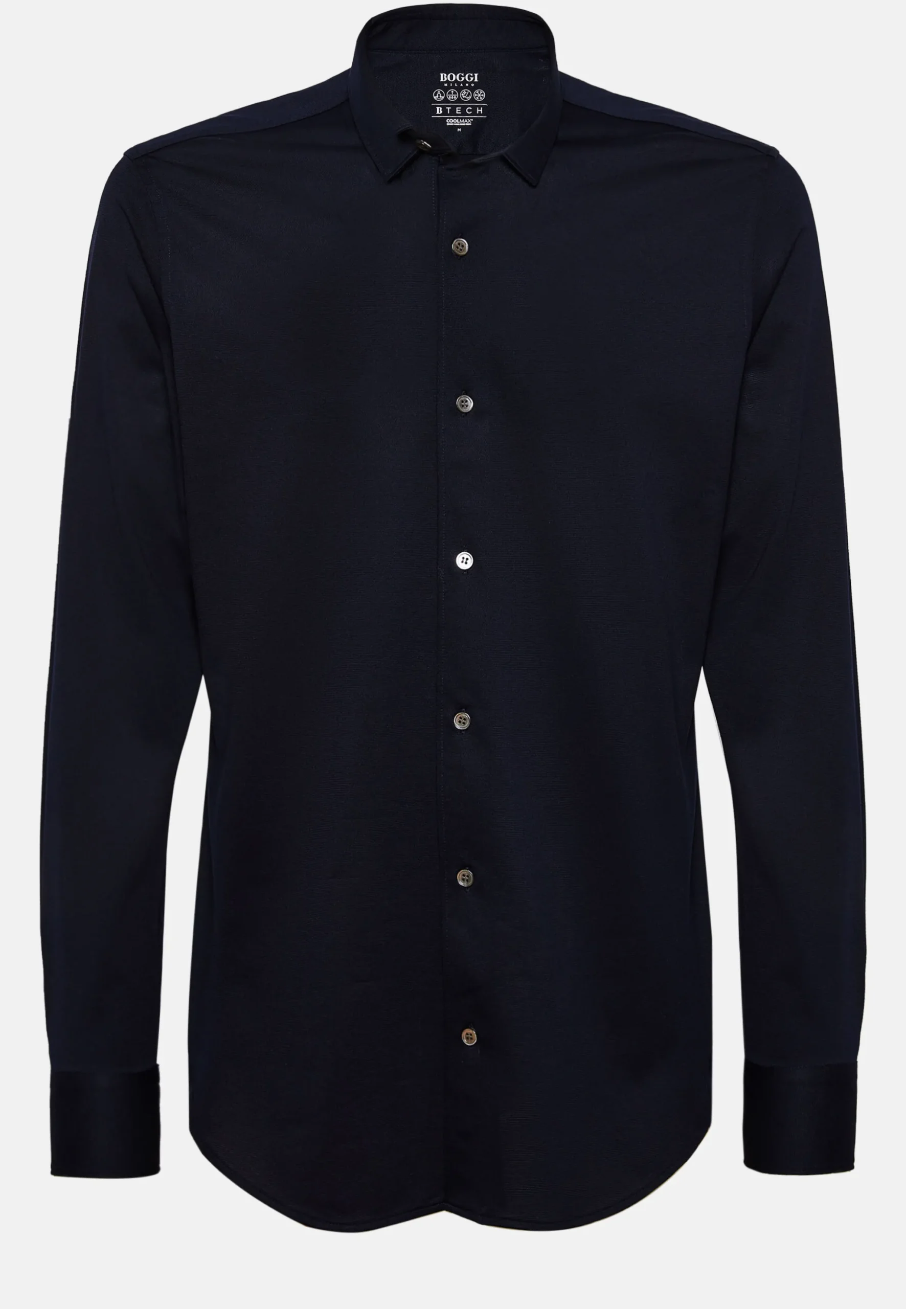 Camicia Nera In Cotone E COOLMAX® Slim Fit