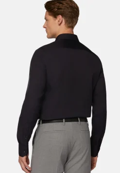 Camicia Nera In Cotone Elasticizzato Slim Fit