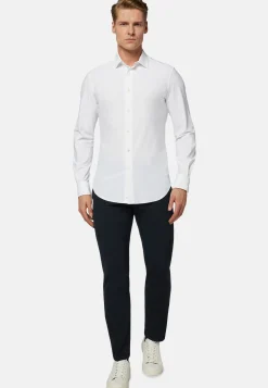 Camicia Nera In Nylon Elasticizzato Slim Fit