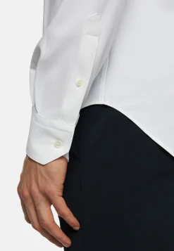 Camicia Nera In Nylon Elasticizzato Slim Fit