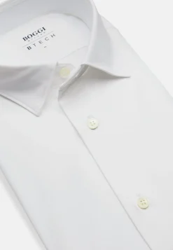 Camicia Nera In Nylon Elasticizzato Slim Fit